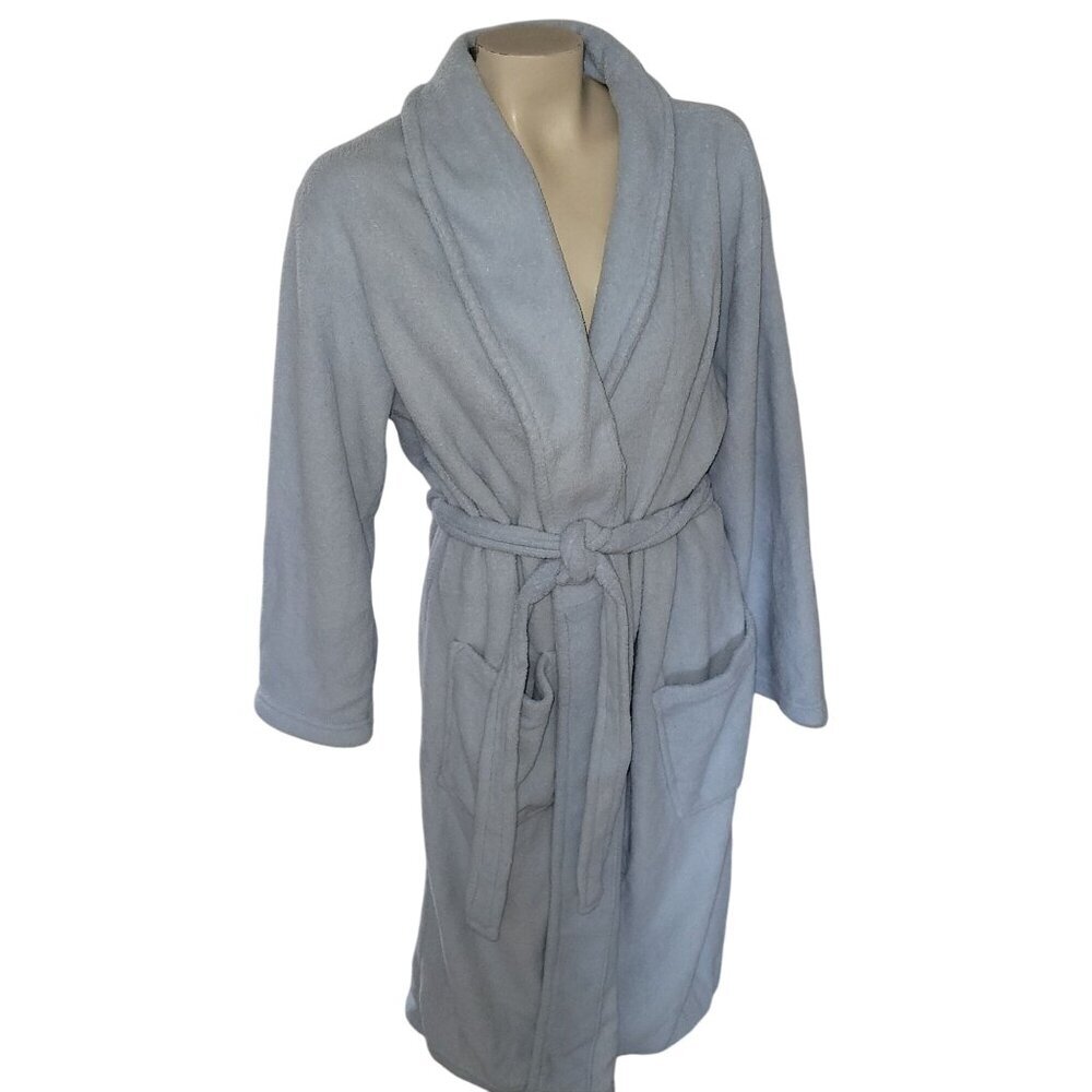 Soft Blue Fleece Robe With Belt By Cypress Size XL comfort athleisure